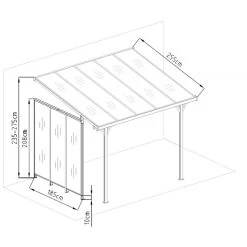 Panneau Latéral En Aluminium Et PC Transparent Pour Toit De Terrasse Anthracite 2,5m X-METAL -Abri De Jardin panneau lateral en aluminium et pc transparent pour toit de terrasse anthracite 25m x metal 2