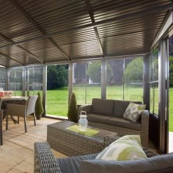 Pavillon Adossé Charlestone Mural 298,5x404cm En Aluminium Et Acier Galvanisé - SOJAG -Abri De Jardin pavillon adosse charlestone 309x404cm en aluminium et acier galvanise sojag 2