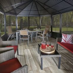 Pavillon Charlestone 384x594cm En Aluminium Et Acier Galvanisé - SOJAG -Abri De Jardin pavillon charlestone 384x594cm en aluminium et acier galvanise sojag 2