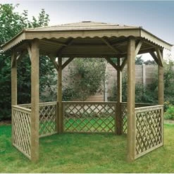 Pavillon De Jardin Hexagonal 6,68m² En Bois Traité Autoclave Avec Balustrades - SOLID -Abri De Jardin pavillon de jardin hexagonale 668m en bois traite autoclave avec balustrades solid 3