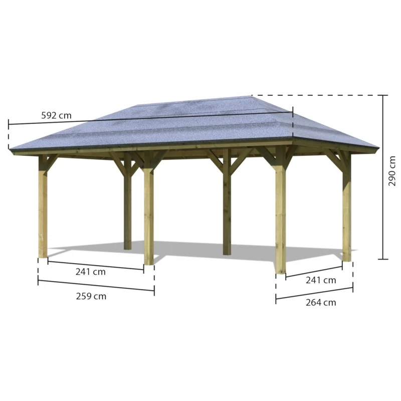 Pavillon Rectangulaire Bergen 2 – 5,92x3,38m - Karibu 4 Pavillon Rectangulaire Bergen 2 – 5,92x3,38m - Karibu – Image 2