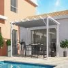 Pergola 100% Aluminium Coloris Blanc 12m² Avec Toile D'ombrage Gris 140gr/m² HABRITA -Abri De Jardin pergola 100 aluminium coloris blanc 12m avec toile d ombrage gris 140grm habrita