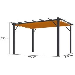 Pergola 100% Aluminium Gris Anthracite 12m² Avec Toile D'ombrage Rouille 140gr/m² HABRITA -Abri De Jardin pergola 100 aluminium gris anthracite 12m avec toile d ombrage rouille 140grm habrita 2