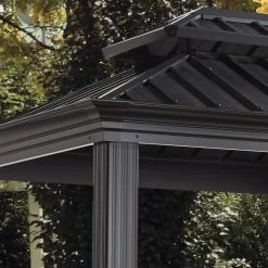 Pergola 2x3m Messina BBQ En Alu Anthracite Et Acier Galvanisé - SOJAG -Abri De Jardin pergola 2x3m messina en alu gris anthracite et acier galvanise sojag 1 3