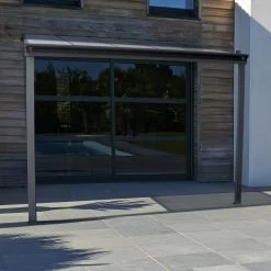 Pergola Adossée 300x300cm En Aluminium Noir Et Polycarbonate 4mm CIELO - DCB Garden -Abri De Jardin pergola adossee 300x300cm en aluminium noir et polycarbonate 4mm cielo dcb garden 5