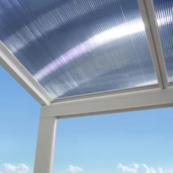 Pergola Adossée 435x300cm En Aluminium Blanc Et Polycarbonate 4mm CIELO - DCB Garden -Abri De Jardin pergola adossee 435x300cm en aluminium blanc et polycarbonate 4mm cielo dcb garden 2