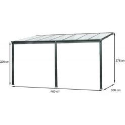 Pergola Adossée 435x300cm En Aluminium Noir Et Polycarbonate 4mm CIELO - DCB Garden -Abri De Jardin pergola adossee 435x300cm en aluminium noir et polycarbonate 4mm cielo dcb garden 3
