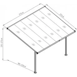 Pergola Adossée Ajustable - Toit De Terrasse En Alu 3,75x2,55m X-METAL -Abri De Jardin pergola adossee ajustable toit de terrasse en alu 255x375m x metal 2