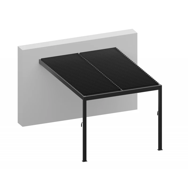 Pergola Adossée Bioclimatique En Aluminium Gris Anthracite 400x400cm Avec Lames Grises ODIN - GardenGate 3 Pergola Adossée Bioclimatique En Aluminium Gris Anthracite 400x400cm Avec Lames Grises ODIN - GardenGate