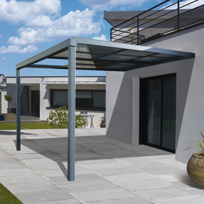 Pergola Adossée En Alu Et Polycarbonate Gris 400x300cm Toscana – Proloisirs 3 Pergola Adossée En Alu Et Polycarbonate Gris 400x300cm Toscana – Proloisirs