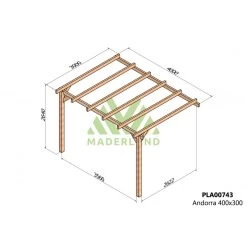 Pergola Adossée En Bois Lamellé-collé 400x300cm Andorra – Maderland -Abri De Jardin pergola adossee en bois lamelle colle 400x300cm andorra maderland 1