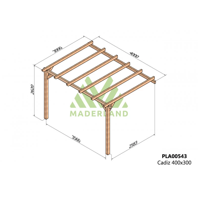 Pergola Adossée En Bois Lamellé-collé 400x300cm Cádiz – Maderland 4 Pergola Adossée En Bois Lamellé-collé 400x300cm Cádiz – Maderland – Image 2