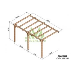 Pergola Adossée En Bois Lamellé-collé 500x300cm Cádiz – Maderland -Abri De Jardin pergola adossee en bois lamelle colle 500x300cm cadiz maderland 1