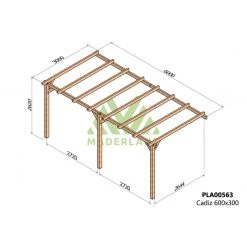 Pergola Adossée En Bois Lamellé-collé 600x300cm Cádiz – Maderland -Abri De Jardin pergola adossee en bois lamelle colle 600x300cm cadiz maderland 1