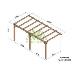 Pergola Adossée En Bois Lamellé-collé 600x300cm Palma – Maderland -Abri De Jardin pergola adossee en bois lamelle colle 600x300cm palma maderland 1