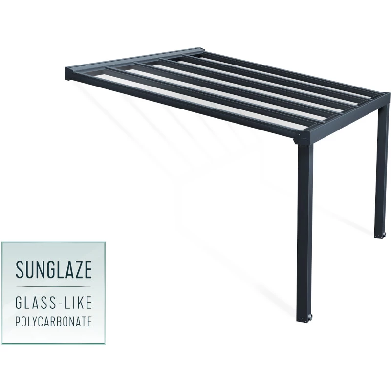 Pergola Adossée Stockholm 350x368cm Aluminium Gris Et Polycarbonate Avec Stores De Toit Rétractables – Palram - Canopia 8 Pergola Adossée Stockholm 350x368cm Aluminium Gris Et Polycarbonate Avec Stores De Toit Rétractables – Palram - Canopia – Image 6