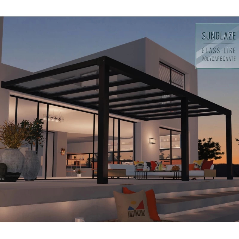 Pergola Adossée Stockholm 350x660cm Aluminium Gris Et Polycarbonate Avec Stores De Toit Rétractables – Palram - Canopia 3 Pergola Adossée Stockholm 350x660cm Aluminium Gris Et Polycarbonate Avec Stores De Toit Rétractables – Palram - Canopia