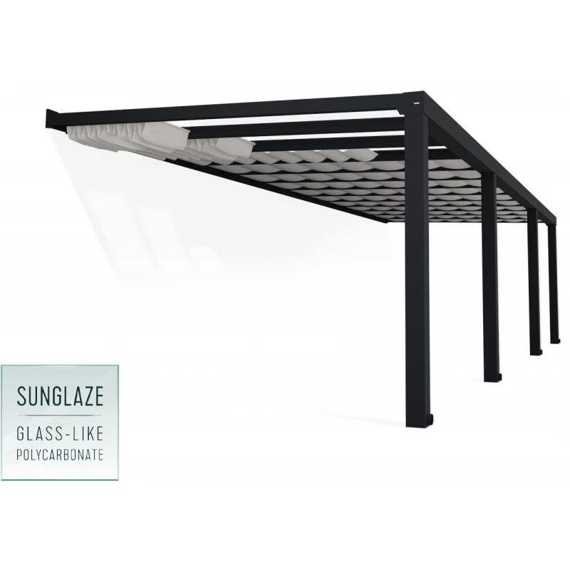 Pergola Adossée Stockholm 350x950cm Aluminium Gris Et Polycarbonate Avec Stores De Toit Rétractables – Palram - Canopia 5 Pergola Adossée Stockholm 350x950cm Aluminium Gris Et Polycarbonate Avec Stores De Toit Rétractables – Palram - Canopia – Image 3