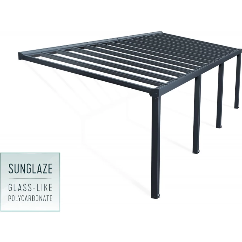 Pergola Adossée Stockholm 350x950cm Aluminium Gris Et Polycarbonate Avec Stores De Toit Rétractables – Palram - Canopia 3 Pergola Adossée Stockholm 350x950cm Aluminium Gris Et Polycarbonate Avec Stores De Toit Rétractables – Palram - Canopia