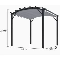 Pergola Arche Aluminium/acier Gris Anthracite 11,22m² Avec Toit En Toile Polyester 140gr/m² Gris HABRITA -Abri De Jardin pergola arche aluminiumacier gris anthracite 1122m avec toit en toile polyester 140grm gris habrita 2