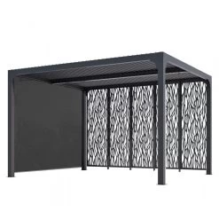 Pergola Bioclimatique Alu Anthracite 10,80m² Toit Avec Lames Ovales Alu + 5 Panneaux Moucharabieh + 1 Rideau Gris – HABRITA 10 Pergola Bioclimatique Alu Anthracite 10,80m² Toit Avec Lames Ovales Alu + 5 Panneaux Moucharabieh + 1 Rideau Gris – HABRITA -Abri De Jardin pergola bioclimatique alu anthracite 1080m toit avec lames ovales alu 5 panneaux moucharabieh 1 rideau gris habrita 2