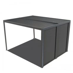 Pergola Bioclimatique Aluminium Anthracite 10,80m² Toit Avec Lames Ovales Aluminium + Ventelles Latérales Pour Côté 3m – HABRITA -Abri De Jardin pergola bioclimatique aluminium anthracite 1080m toit avec lames ovales aluminium ventelles laterales pour cote 3m habrita 2