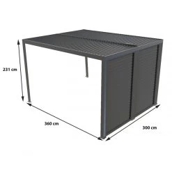 Pergola Bioclimatique Aluminium Anthracite 10,80m² Toit Avec Lames Ovales Aluminium + Ventelles Latérales Pour Côté 3m – HABRITA -Abri De Jardin pergola bioclimatique aluminium anthracite 1080m toit avec lames ovales aluminium ventelles laterales pour cote 3m habrita 3
