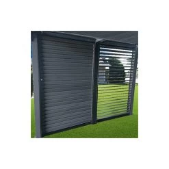 Pergola Bioclimatique Aluminium Anthracite 10,80m² Toit Avec Lames Ovales Aluminium + Ventelles Latérales Pour Côté 3m – HABRITA -Abri De Jardin pergola bioclimatique aluminium anthracite 1080m toit avec lames ovales aluminium ventelles laterales pour cote 3m habrita 4