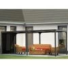 Pergola Bioclimatique Aluminium Anthracite 21,52m² + Toit Avec Lames Ovales + 1 Rideau Pour Côté 3,60m HABRITA -Abri De Jardin pergola bioclimatique aluminium anthracite 2152m toit avec lames ovales 1 rideau pour cote 360m habrita