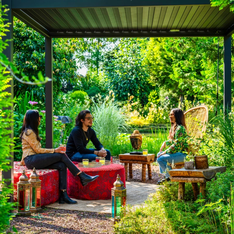 Pergola Bioclimatique Autoportante En Alu Anthracite 3.6x3.6m Ombrea 5 Pergola Bioclimatique Autoportante En Alu Anthracite 3.6x3.6m Ombrea – Image 3