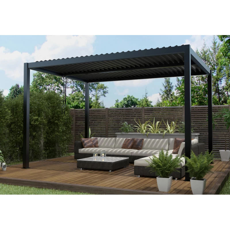 Pergola Bioclimatique Autoportante En Aluminium Anthracite 4x3m - X-METAL 4 Pergola Bioclimatique Autoportante En Aluminium Anthracite 4x3m - X-METAL – Image 2
