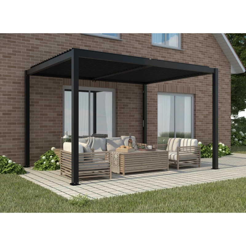 Pergola Bioclimatique Autoportante En Aluminium Anthracite 4x3m - X-METAL 7 Pergola Bioclimatique Autoportante En Aluminium Anthracite 4x3m - X-METAL – Image 5