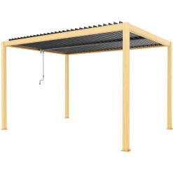 Pergola Bioclimatique Autoportante En Aluminium Aspect Bois 4x3m - X-METAL -Abri De Jardin pergola bioclimatique autoportante en aluminium aspect bois 4x3m x metal 5