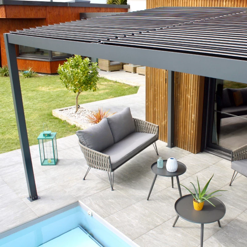 Pergola Bioclimatique En Aluminium Avec Lames Orientables Grises Anthracite TRAMONTO - DCB Garden 7 Pergola Bioclimatique En Aluminium Avec Lames Orientables Grises Anthracite TRAMONTO - DCB Garden – Image 5