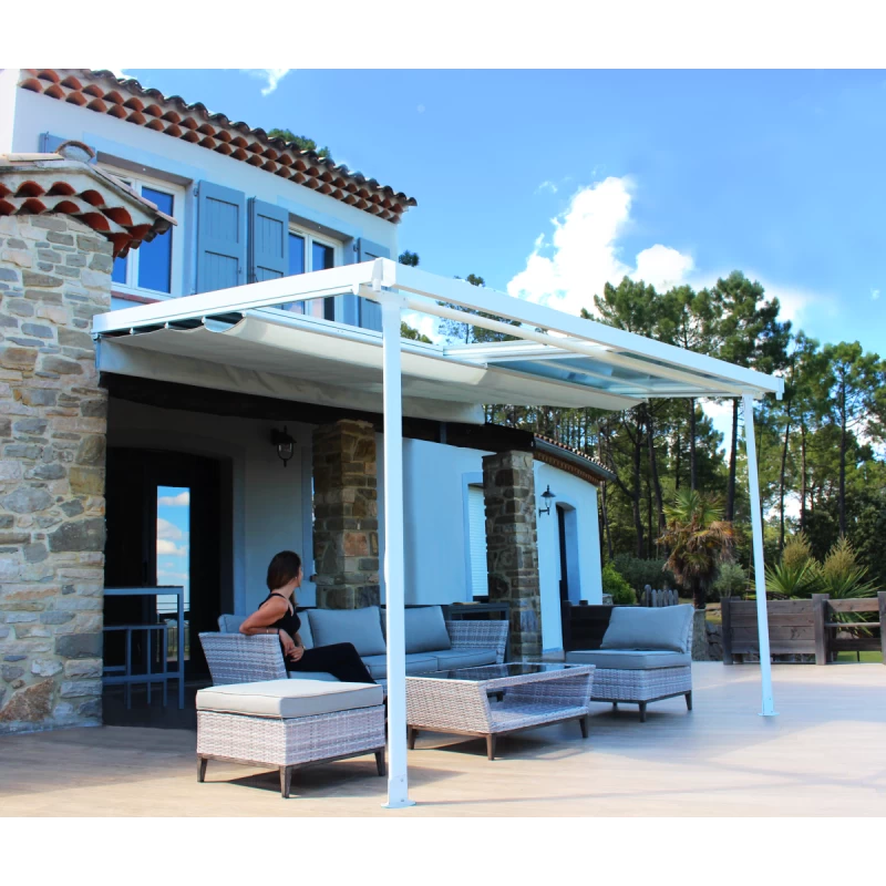 Pergola En Aluminium Thermolaqué Et Polycarbonate Blanc 360x300cm - ODESSA - Couleurs Du Monde 3 Pergola En Aluminium Thermolaqué Et Polycarbonate Blanc 360x300cm - ODESSA - Couleurs Du Monde