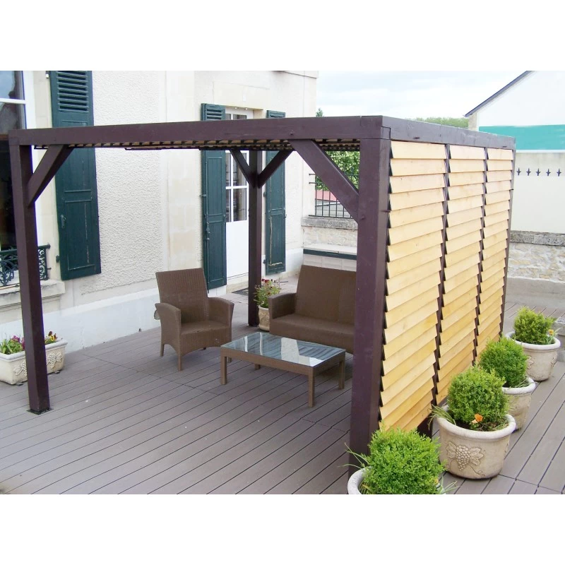 Pergola En Bois Avec Ventelles Amovibles Sur Toiture + 1 Côté 340x360x217cm Veneto 8 Pergola En Bois Avec Ventelles Amovibles Sur Toiture + 1 Côté 340x360x217cm Veneto – Image 6
