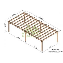 Pergola En Bois Lamellé-collé 1000x500cm Marsella – Maderland -Abri De Jardin pergola en bois lamelle colle 1000x500cm marsella maderland 1