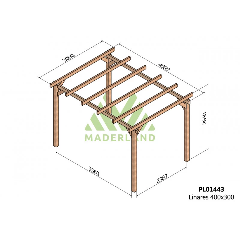 Pergola En Bois Lamellé-collé 400x300cm Linares – Maderland 4 Pergola En Bois Lamellé-collé 400x300cm Linares – Maderland – Image 2