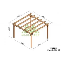 Pergola En Bois Lamellé-collé 400x400cm Marsella – Maderland -Abri De Jardin pergola en bois lamelle colle 400x400cm marsella maderland 1