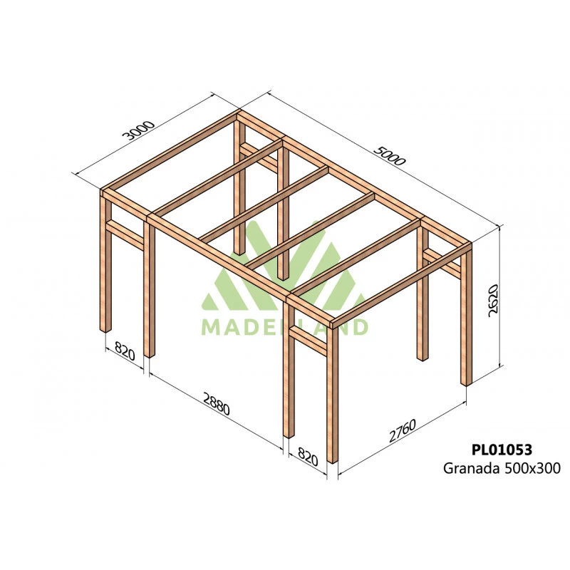 Pergola En Bois Lamellé-collé 500x300cm Granada – Maderland 4 Pergola En Bois Lamellé-collé 500x300cm Granada – Maderland – Image 2