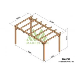Pergola En Bois Lamellé-collé 500x300cm Valencia – Maderland -Abri De Jardin pergola en bois lamelle colle 500x300cm valencia maderland 1