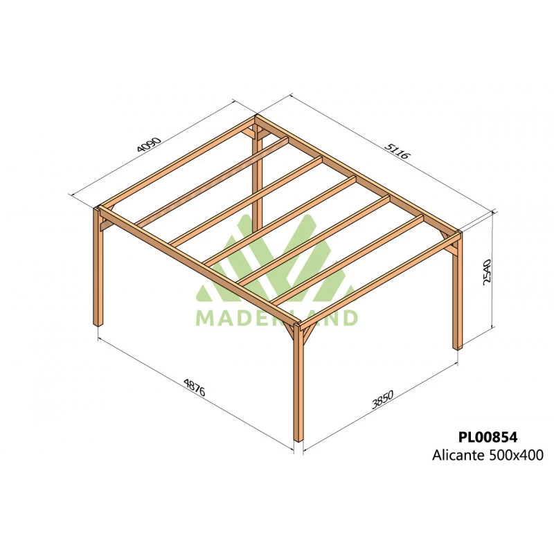 Pergola En Bois Lamellé-collé 500x400cm Alicante – Maderland 4 Pergola En Bois Lamellé-collé 500x400cm Alicante – Maderland – Image 2