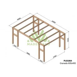 Pergola En Bois Lamellé-collé 600x400cm Granada – Maderland -Abri De Jardin pergola en bois lamelle colle 600x400cm granada maderland 1