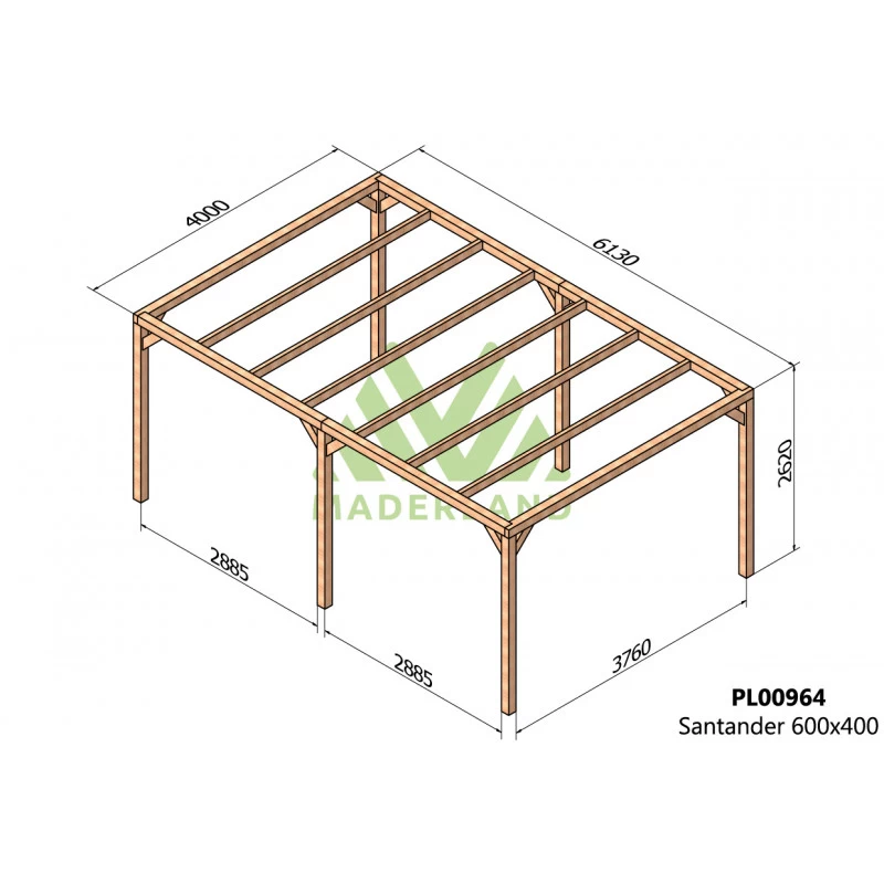 Pergola En Bois Lamellé-collé 600x400cm Santander – Maderland 4 Pergola En Bois Lamellé-collé 600x400cm Santander – Maderland – Image 2