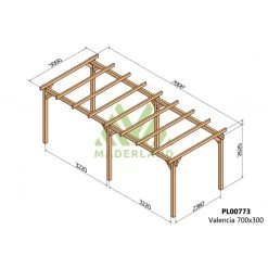 Pergola En Bois Lamellé-collé 700x300cm Valencia – Maderland -Abri De Jardin pergola en bois lamelle colle 700x300cm valencia maderland 1