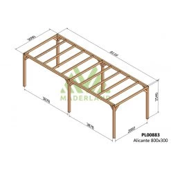 Pergola En Bois Lamellé-collé 800x300cm Alicante – Maderland -Abri De Jardin pergola en bois lamelle colle 800x300cm alicante maderland 1