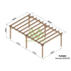 Pergola En Bois Lamellé-collé 800x500cm Marsella – Maderland -Abri De Jardin pergola en bois lamelle colle 800x500cm marsella maderland 1