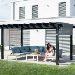 Pergola Yamba 14,6m² En Aluminium Anthracite Avec Store Rétractable - SOJAG -Abri De Jardin pergola yamba 146m en aluminium anthracite et store retractable sojag 3