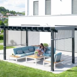 Pergola Yamba 14,6m² En Aluminium Anthracite Avec Store Rétractable - SOJAG -Abri De Jardin pergola yamba 146m en aluminium anthracite et store retractable sojag 5