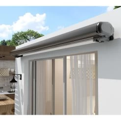 Store Banne Manuel 300x250cm LUXO Toile Polyester Grise - X-METAL -Abri De Jardin store banne manuel 300x250cm luxo toile polyester grise x metal 3